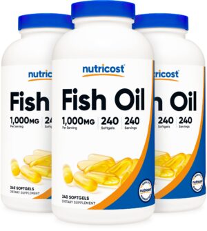 Nutricost Aceite de Pescado cápsula blanda frente