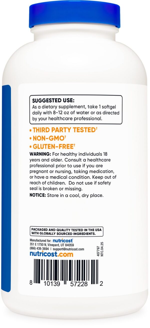 Nutricost Aceite de Pescado cápsulas blanas lado