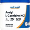 Nutricost acetil L-Carnitina polvo 1000 mg por porción