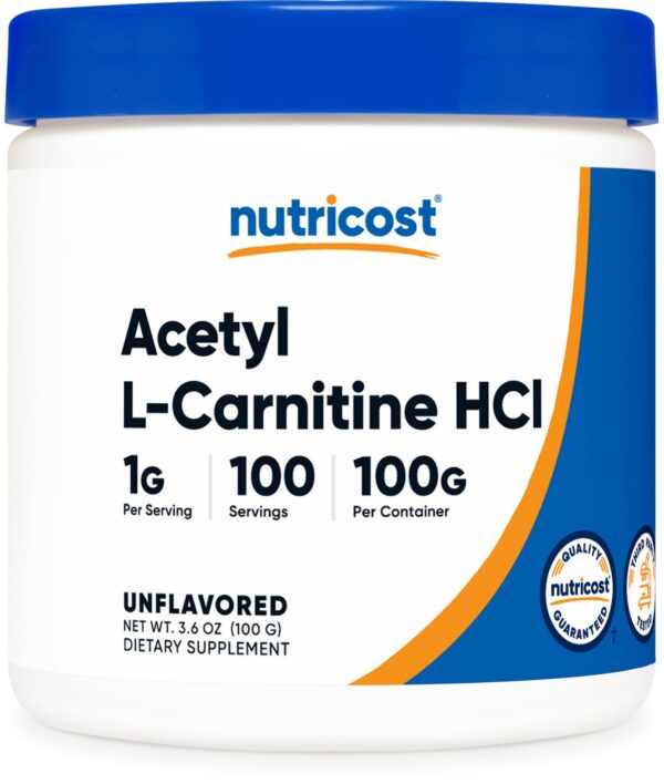 Nutricost acetil L-Carnitina polvo 1000 mg por porción