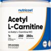 Frente del envase Nutricost Acetyl L-Carnitine