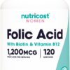 Nutricost ácido-fólico 1200 mcg cápsulas veganas frasco