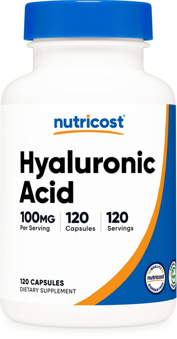 Frasco Nutricost Ácido Hialurónico 100 mg – frente