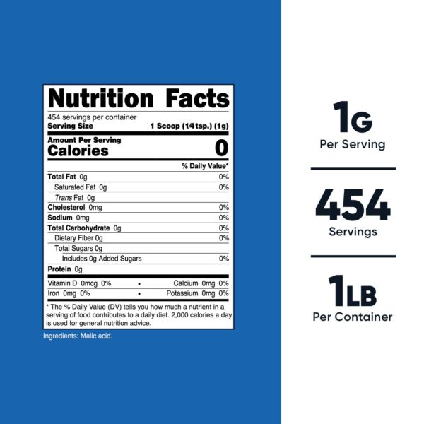Version 1.0.0 Cuchara medidora incluida para ácido málico