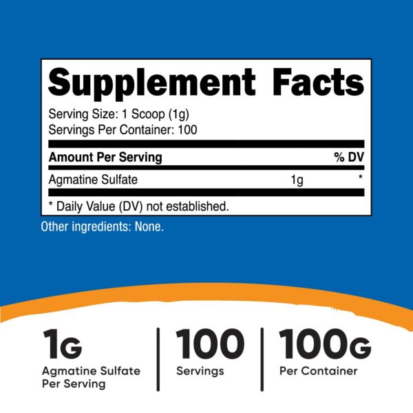Cuchara incluida para agmatina Nutricost 1 gramo por porción