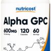 Frasco Nutricost Alpha GPC 600mg 120 cápsulas vegetarianas
