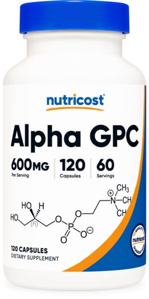 Frasco Nutricost Alpha GPC 600mg 120 cápsulas vegetarianas