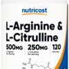 Nutricost L-Arginina L-Citrulina cápsulas frasco