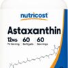 Nutricost astaxanthin frasco 60 cápsulas blandas