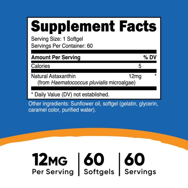 Frasco de astaxanthin Nutricost 60 cápsulas