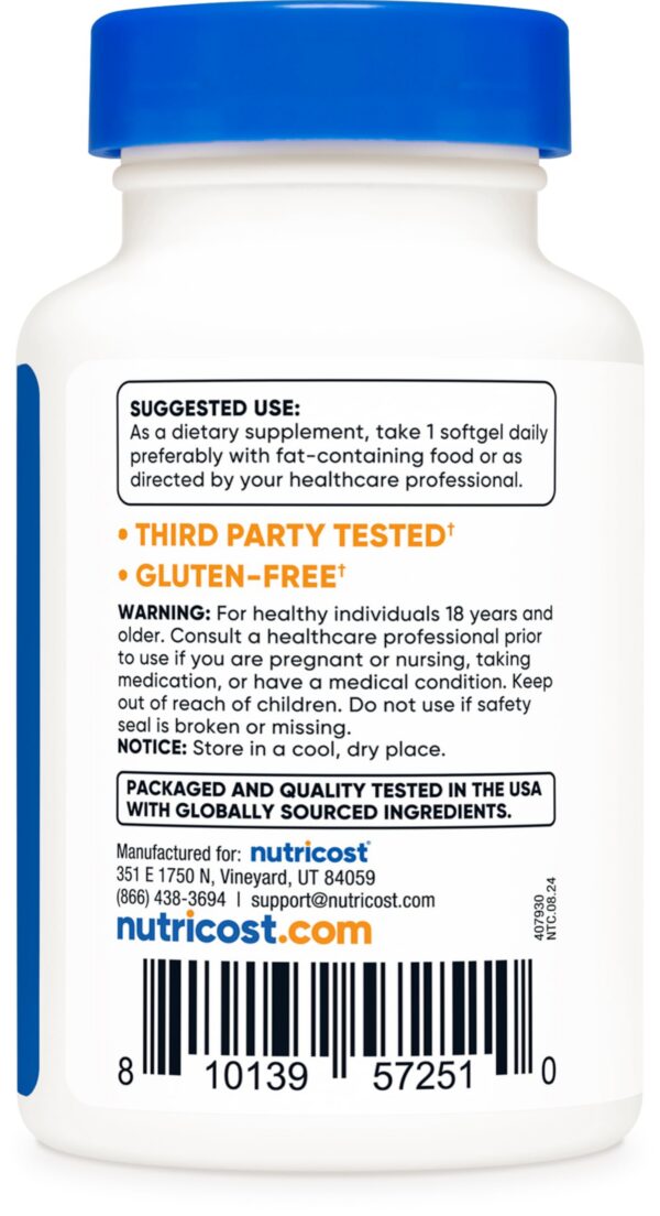 Parte trasera de frasco Nutricost Astaxanthin