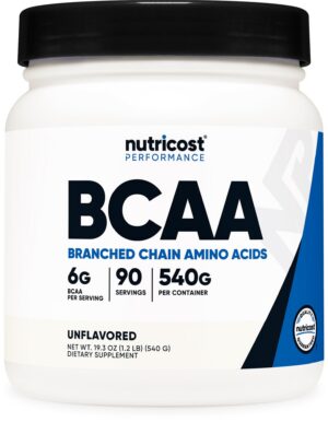 Frasco de Nutricost BCAA en polvo