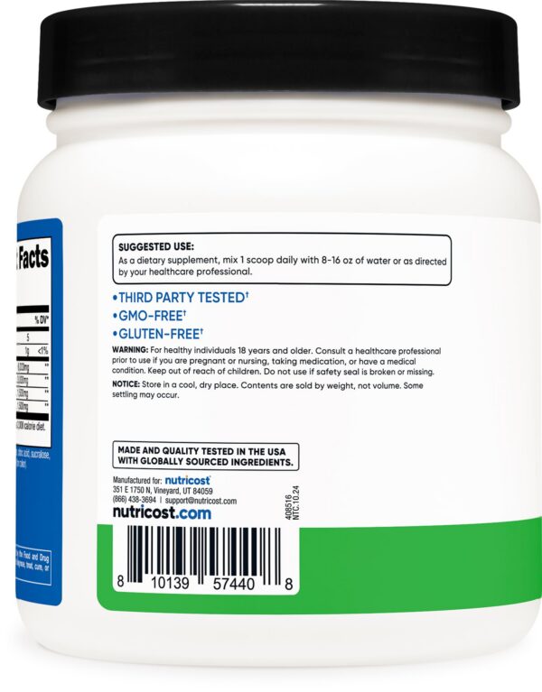 Tapa y etiqueta frontal BCAA Nutricost