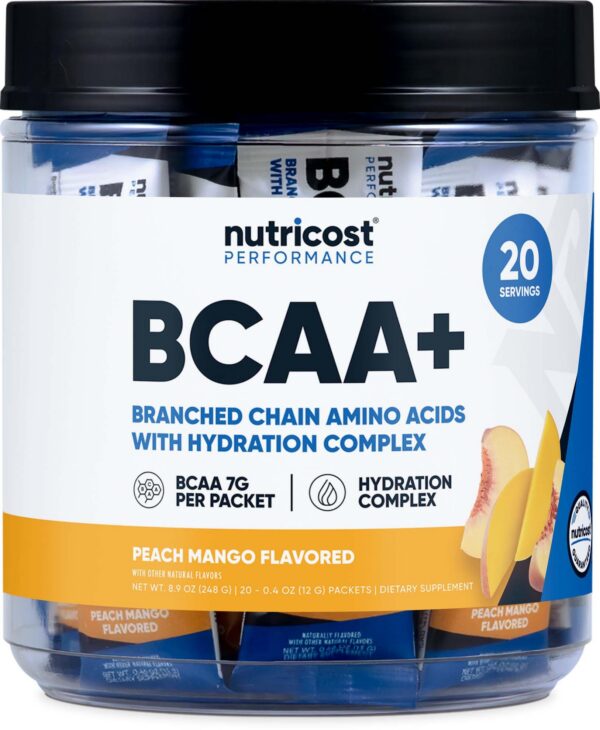 Frasco Nutricost BCAA+ Hidratación Durazno Mango