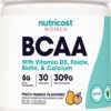 Version 1.0.0 Frasco de Nutricost BCAA polvo durazno-mango