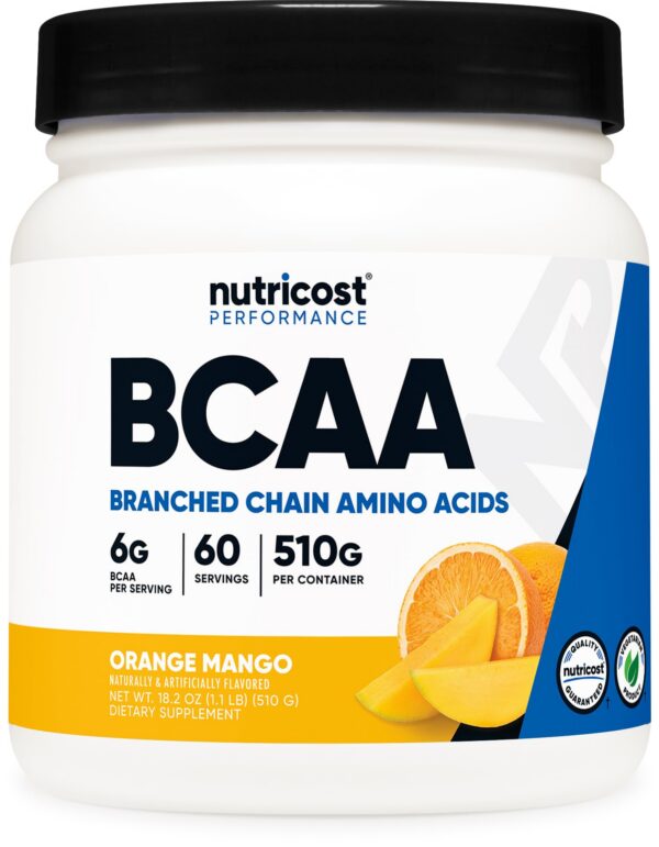 Frasco Nutricost BCAA polvo naranja-mango