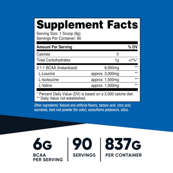 Version 1.0.0 Nutricost BCAA polvo etiqueta