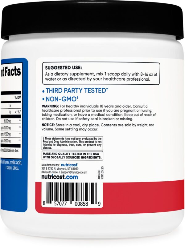 Porciones por tarro Nutricost BCAA