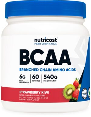 Nutricost BCAA Powder sabor Strawberry Kiwi franque frontal