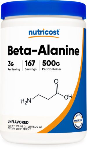 Frasco de Beta Alanina Nutricost 500 g