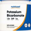 Frasco frontal de Nutricost bicarbonato de potasio 1 lb