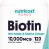 Frasco Nutricost Biotina 10,000 mcg, 120 cápsulas