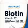 Nutricost biotina 10000mcg 150 cápsulas blandas sin gluten