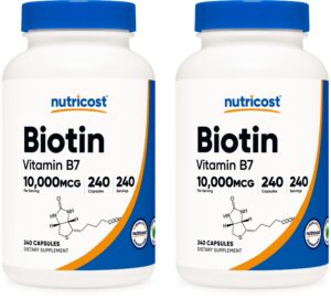 Frascos dos unidades Nutricost Biotina 10,000 mcg