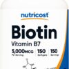 Nutricost biotina 5000mcg 150 cápsulas blandas sin gluten