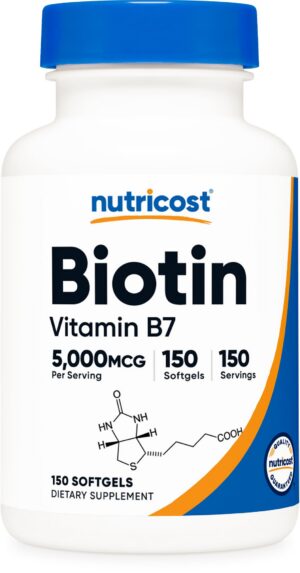 Nutricost biotina 5000mcg 150 cápsulas blandas sin gluten