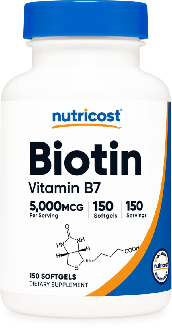Nutricost biotina 5000mcg 150 cápsulas blandas sin gluten
