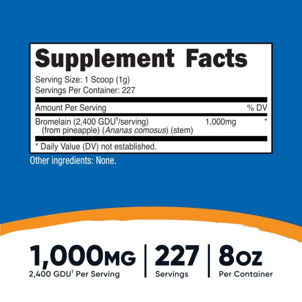 Version 1.0.0 Etiqueta de bromelina Nutricost detalle