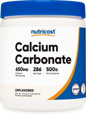 Frasco Nutricost polvo carbonato calcio 500 g