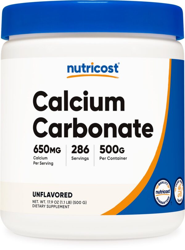 Frasco Nutricost polvo carbonato calcio 500 g