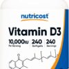 Nutricost cápsulas blandas de vitamina D3 10000 UI sin gluten