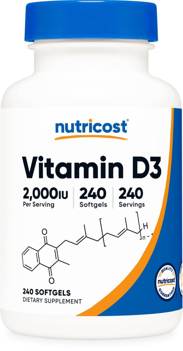 Nutricost cápsulas blandas vitamina D3 2000 IU para salud