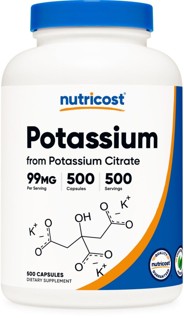 Frasco de citrato de potasio 99 mg de Nutricost