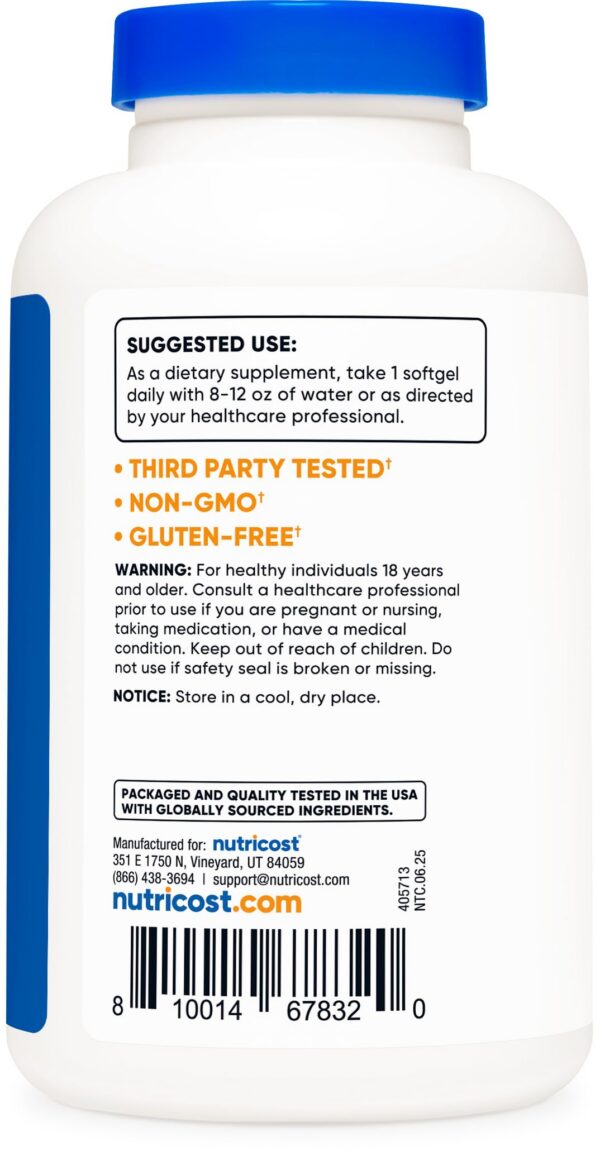 Panel de información nutricional Nutricost