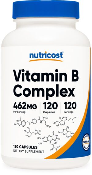 Nutricost complejo vitamina B 462mg con vitamina C 120 cápsulas