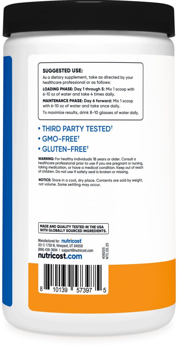 Frasco Nutricost 500 g en mesa