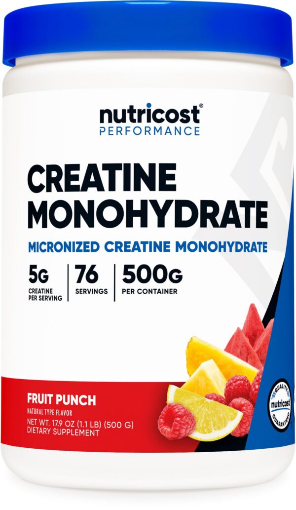 Version 1.0.0 Frasco Nutricost Creatine Monohydrate Powder en rojo