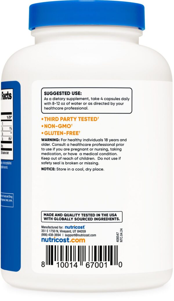 Version 1.0.0 Etiqueta trasera de Nutricost D-Ribose