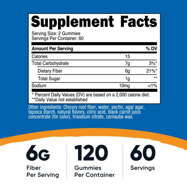 Version 1.0.0 Frasco de 120 gomitas Nutricost Fiber Gummies