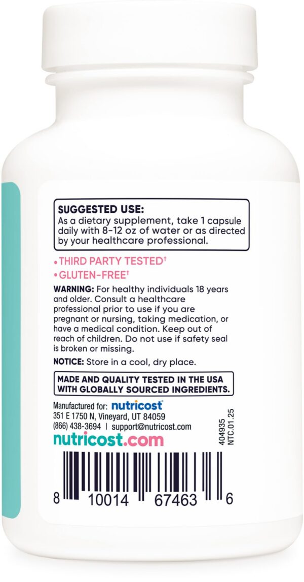 Nutricost frasco cápsulas ácido-fólico vitamina b para mujeres