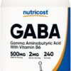 Frente del frasco Nutricost GABA 500 mg 240 cápsulas