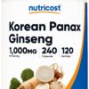 Botella de Nutricost Ginseng Coreano rojo 240 cápsulas