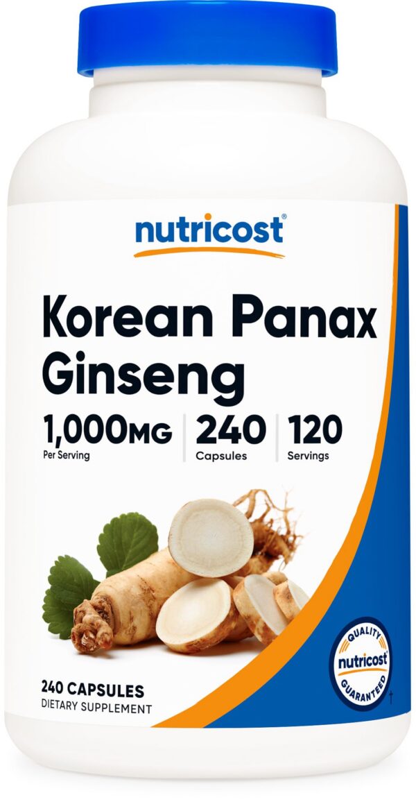 Botella de Nutricost Ginseng Coreano rojo 240 cápsulas