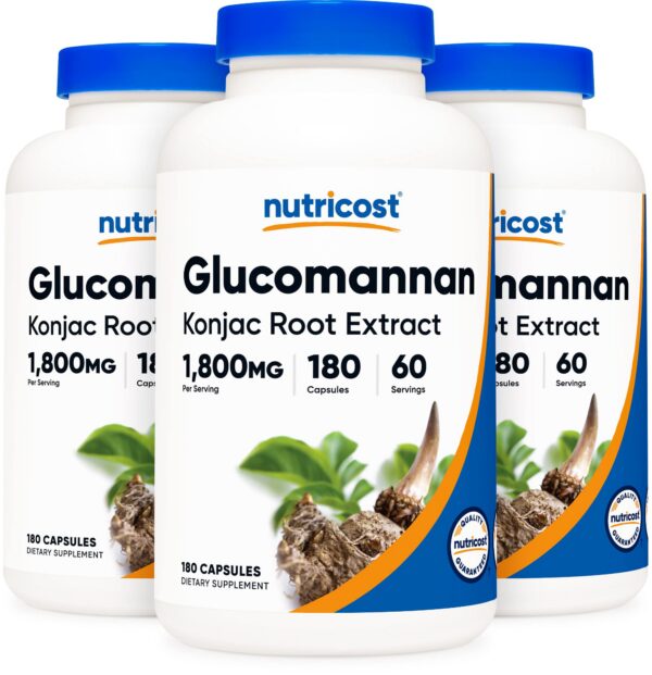 Nutricost glucomanano 1800mg 180 cápsulas paquete 3 botellas