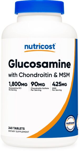 Frente del envase Nutricost glucosamina 1800 mg