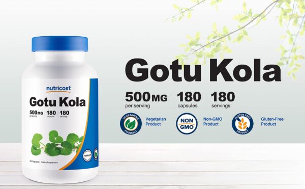 Nutricost Gotu Kola cápsulas sin GMO ni soya